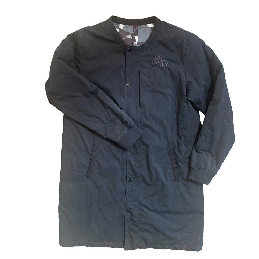 Nike Air Athletics Jacket Men's L Black Longline Insulated Parka Snap Front